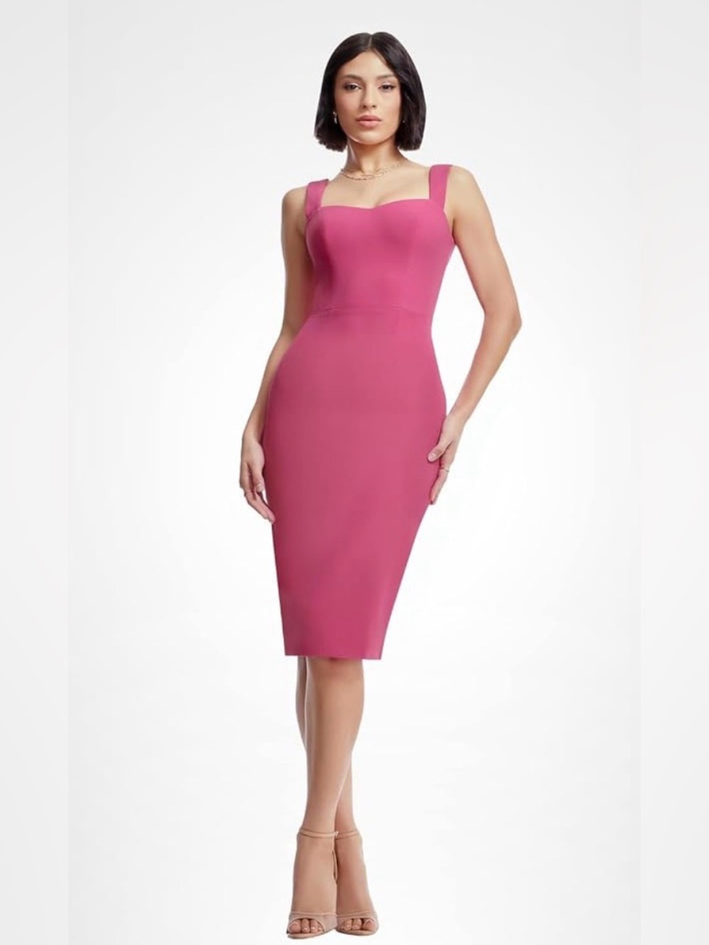 NWT Dress the Population Sweetheart Fuchsia Midi Dress - Repair Broken Zipper